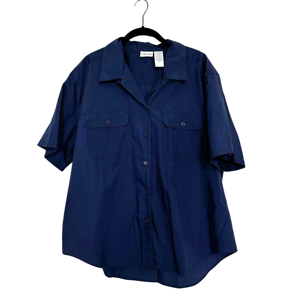 Cabin Creek Button Down Navy Blue Shirt with Collar and shirt pockets